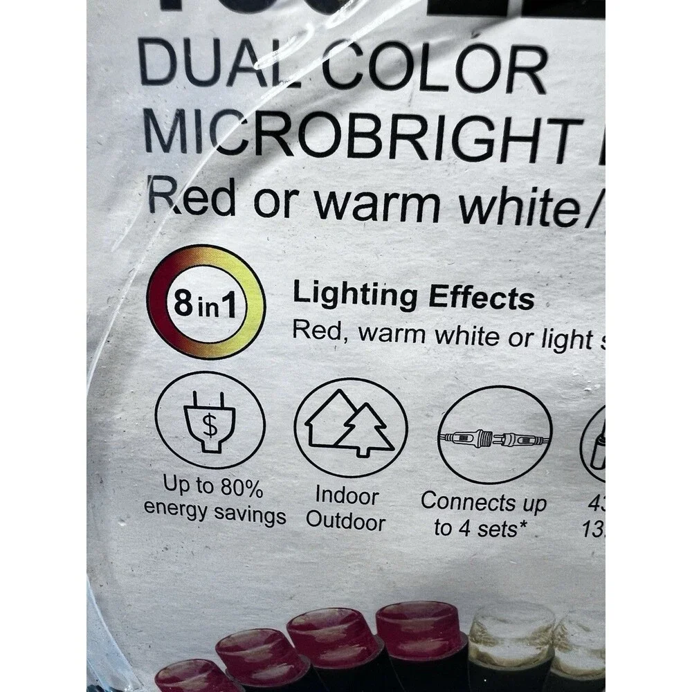 NEW GE COLOR CHOICE 150 COUNT LED DUAL COLOR RED WARM WHITE MICROBRIGHT LIGHTS